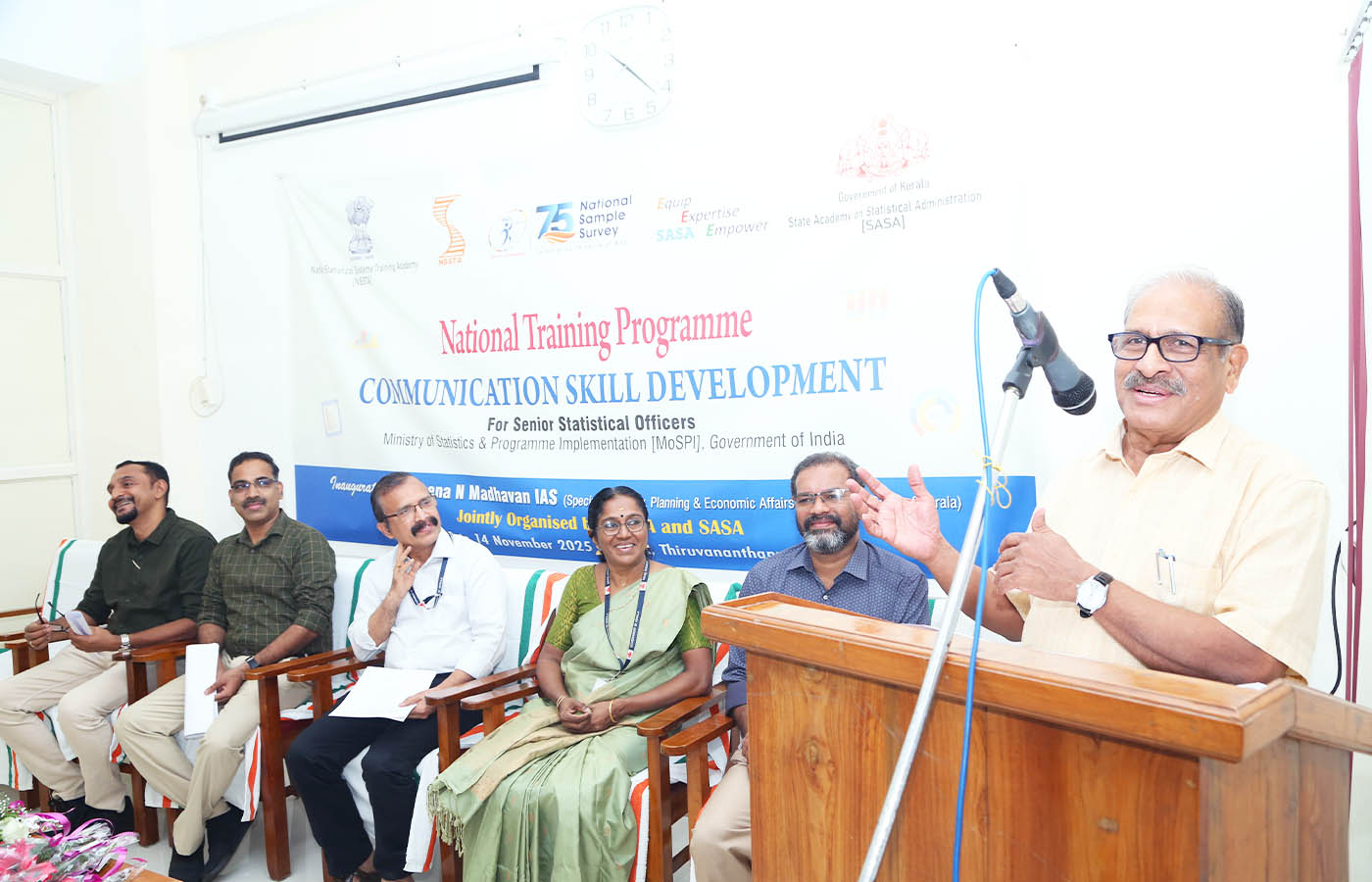 Inaugural session of Training for SSO of MoSPI held at SASA on 10 Nov 2025. Sri. P C Mohanan, Chairman delivers the inaugural address.