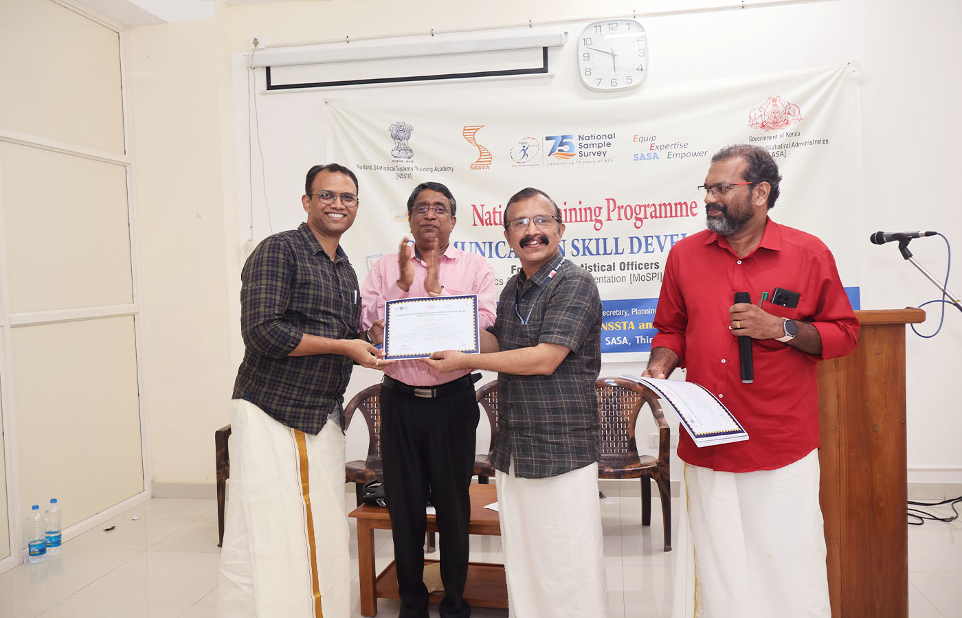 Presenting certificate to Sri. Aditya Singh Hada, Senior Statistical Officer, IIP Unit (ESD), MoSPI, New Delhi