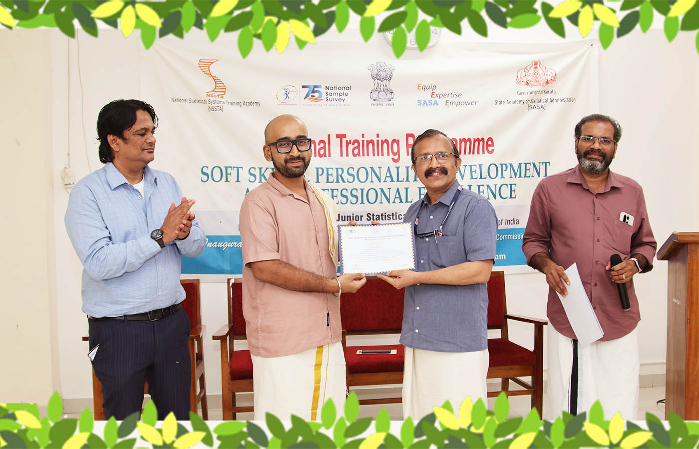 Presenting the certificate to Sri. Riddhijit Sarkar, Junior Statistical Officer, NSO (FOD) RO Kolkata