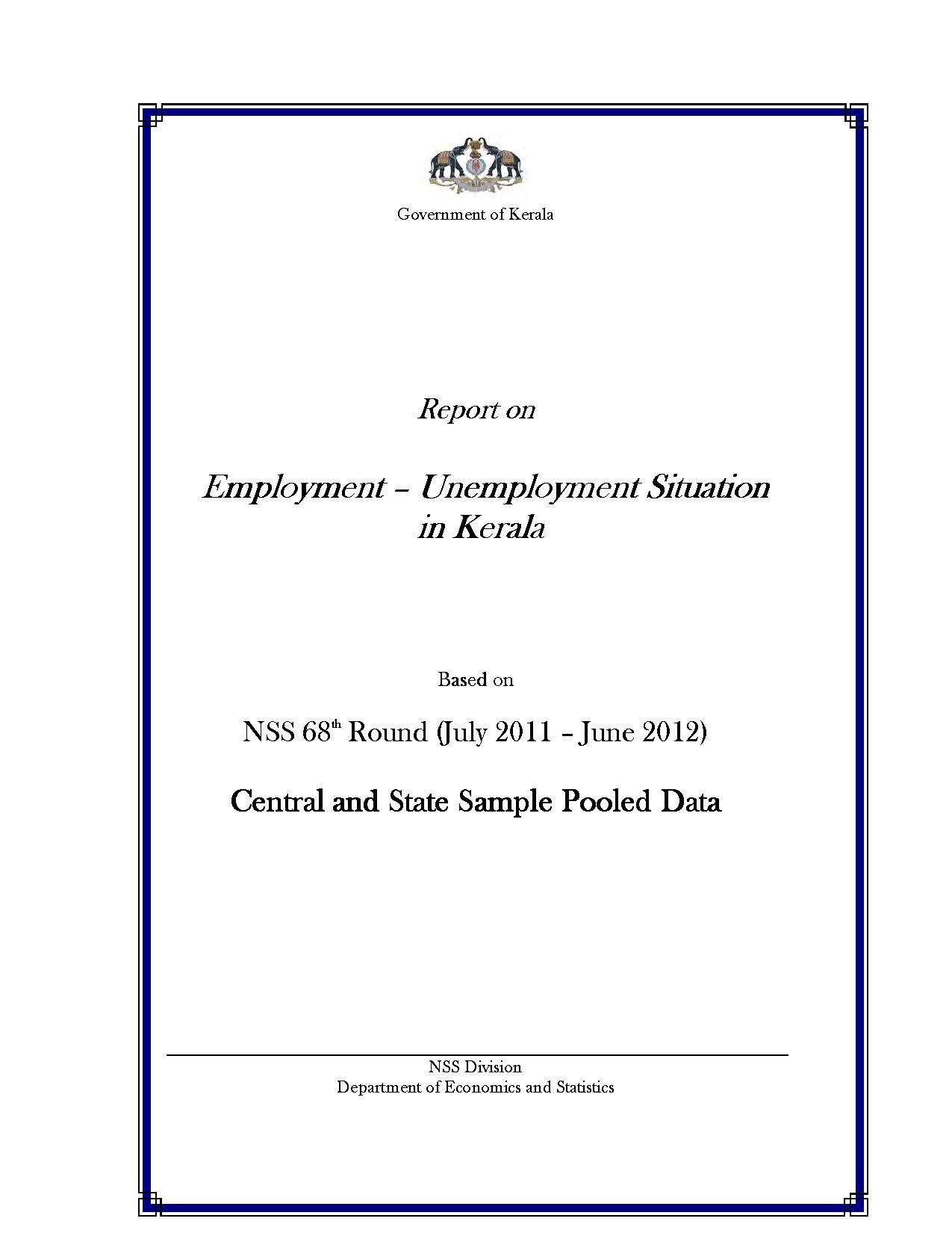 NSS 68th round - Employment - Unemployment Situation in Kerala