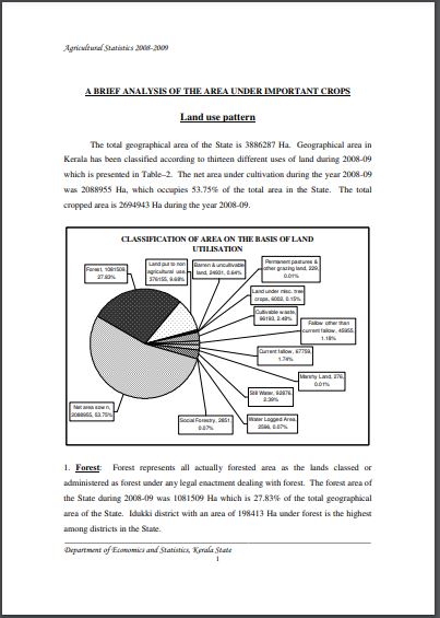 Report on Agriculture Statistics 2008-2009