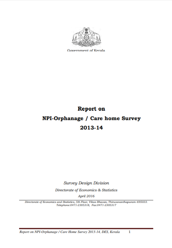 Report on NPI-Orphanage /Care Home Survey 2013-14